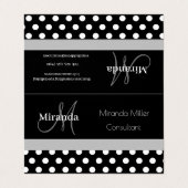 Grijs Monogram Zwart Wit Polka Dot Visitekaartje (Buitenkant ongevouwen)