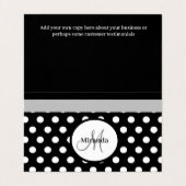 Grijs Monogram Zwart Wit Polka Dot Visitekaartje (Binnenkant ongevouwen)