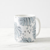 Grijs monstera bladeren op wit koffiemok (Voorkant rechts)