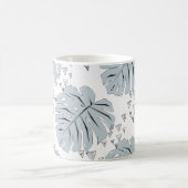 Grijs monstera bladeren op wit koffiemok (Center)
