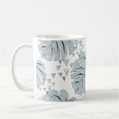 Grijs monstera bladeren op wit koffiemok (Links)