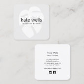 Grijs Monstera Tropical Leaf Logo Interieur Design Vierkante Visitekaartje (Voorkant / Achterkant)