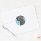 Grijs Mooie Grote Deen op Blauw Ronde Sticker (Envelop)