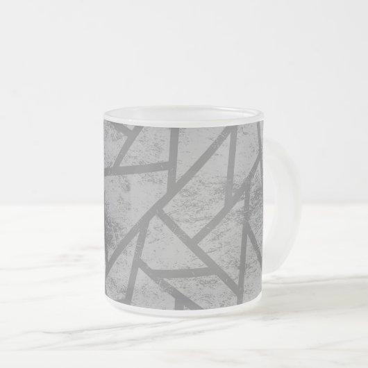 grijs mozaïekpatroon matglas koffiemok (Voorkant rechts)