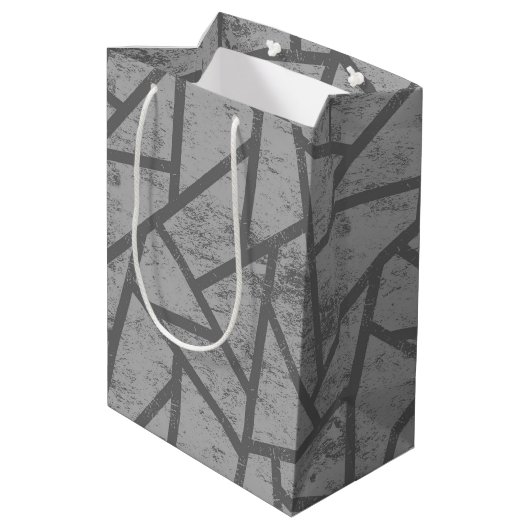 grijs mozaïekpatroon medium cadeauzakje (Achterkant Gekanteld)