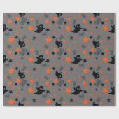 Grijs naadloos inpakpapier met geesten en sterren (Vlak)