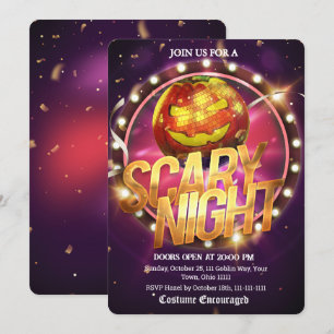Grijs Nacht Marquee Disco Pompoen Halloween Feest Kaart