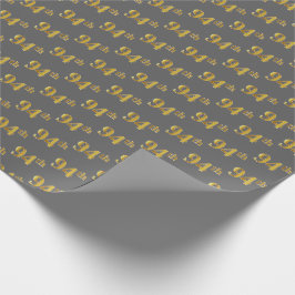 Grijs, namaak goud 94ste (vierennegentigste) gebeu cadeaupapier