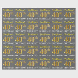 Grijs, namaak gouden uitstraling "40ste VERJAARDAG Cadeaupapier