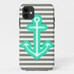 Grijs Nautical Mint Anchor Case-Mate iPhone Case