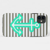 Grijs Nautical Mint Anchor Case-Mate iPhone Case (Achterkant (horizontaal))