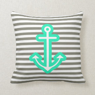 Grijs Nautical Mint Anchor Kussen