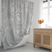 Grijs Nautisch Zee Stamp Douchegordijn