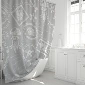 Grijs Nautisch Zee Stamp Douchegordijn