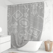 Grijs Nautisch Zee Stamp Douchegordijn