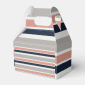 Grijs Navy Blauw Roze Kuststrepen Bedankdoosjes (Achterkant)