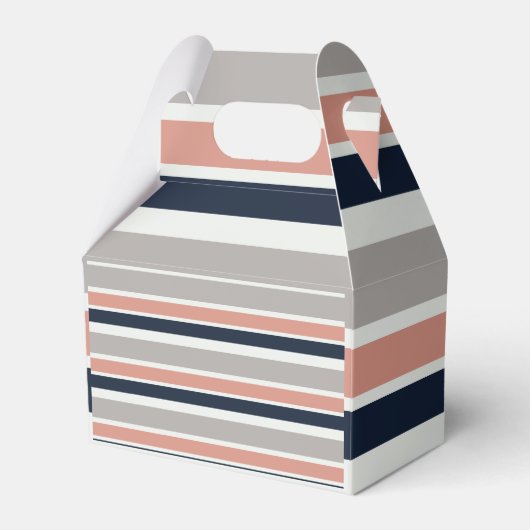 Grijs Navy Blauw Roze Kuststrepen Bedankdoosjes (Voorkant Zijde)