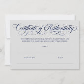 Grijs & Navy Swirls Certificaat van echtheid (Voorkant)