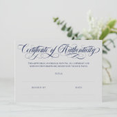 Grijs & Navy Swirls Certificaat van echtheid (Staand voorkant)