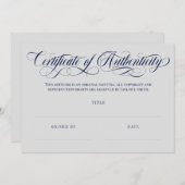 Grijs & Navy Swirls Certificaat van echtheid (Voorkant / Achterkant)