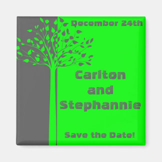 Grijs/Neon Groene Boom Huwelijksmagneet Favor Magneet