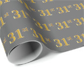 Grijs, Nep Goud 31e (Eendertigste) Gebeurtenis Cadeaupapier (Rol Hoek)