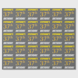 Grijs, Nep/Namaak Goud, "37ste VERJAARDAG" Cadeaupapier
