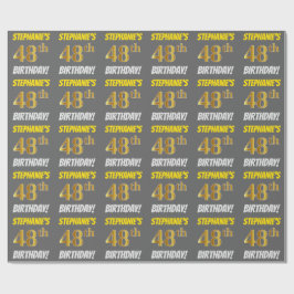 Grijs, Nepgoud, "48ste VERJAARDAG" Cadeaupapier
