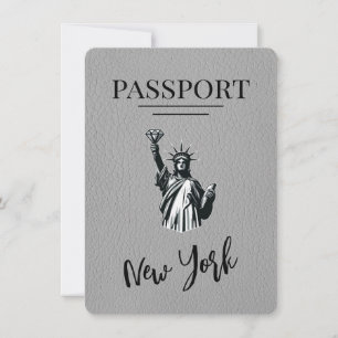 Grijs New York City paspoort Bewaar de datum Save The Date