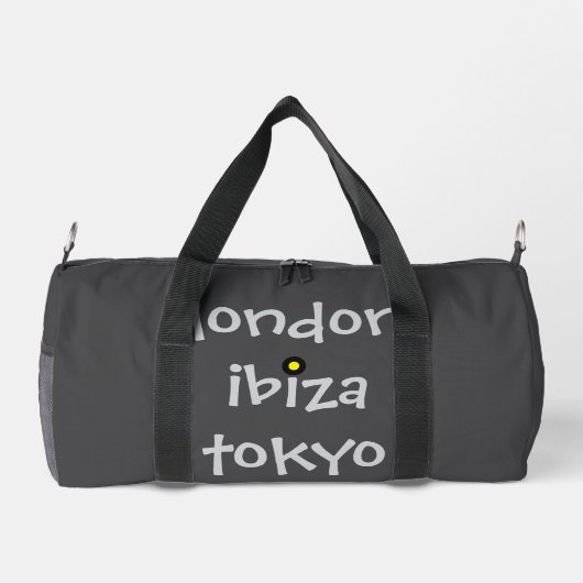 Grijs New York London Ibiza Duffle Travel Gym Bag Plunjezak (Achterkant)