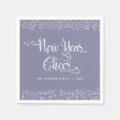 Grijs Nieuwjaar Cheer Chic Witte Sneeuwvlokken Cus Servet (Voorkant)