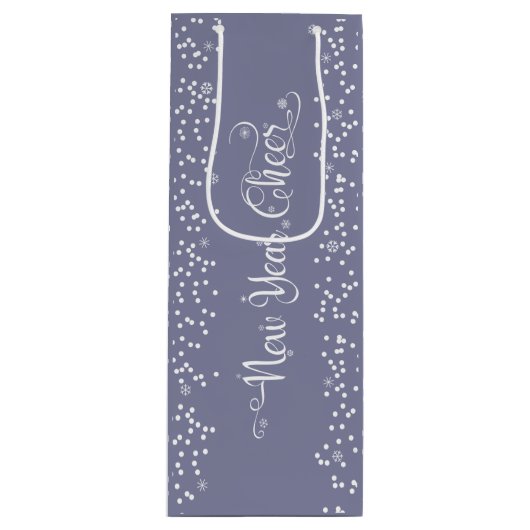 Grijs Nieuwjaar Cheer Elegant Modern Wit Sneeuwvlo Wijn Cadeautas (Voorkant)