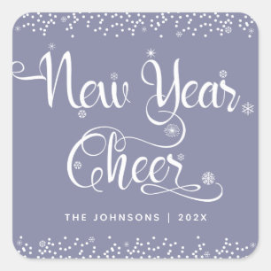 Grijs Nieuwjaar Cheer White Snowflakes Aangepaste Vierkante Sticker