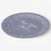 Grijs Nieuwjaar Cheer White Snowflakes Script Cust Papieren Bordje (Gekanteld)