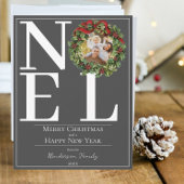 Grijs Noel Kerstkrans Foto Feestdagenkaart