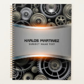 Grijs notitieboek met metalen achtergrond (Voorkant)