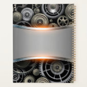 Grijs notitieboek met metalen achtergrond (Achterkant)