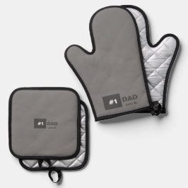 Grijs nummer één vader ovenwant & pannenlap set
