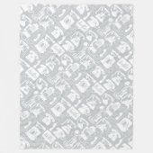 Grijs of enige kleur & White Retro Telephone Patte Fleece Deken (Voorkant)