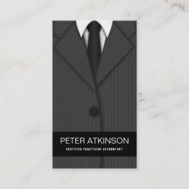 Grijs of Grijs Pinstripe Puit Verticale Accountant Visitekaartje