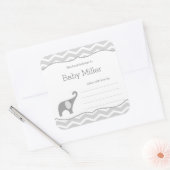 Grijs Olifant Baby shower Boekplaat, neutraal Vierkante Sticker (Envelop)