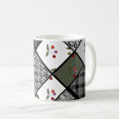Grijs Olijf roestige patchwork patroon Koffiemok (Voorkant rechts)