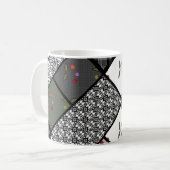 Grijs Olijf roestige patchwork patroon Koffiemok (Voorkant links)