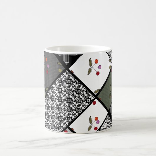 Grijs Olijf roestige patchwork patroon Koffiemok (Center)
