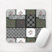 Grijs Olijf rustiek patchwork patroon Muismat (Met muis)