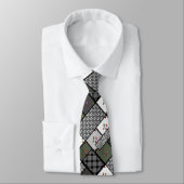 Grijs Olijf rustiek patchwork patroon Stropdas (Gebonden)