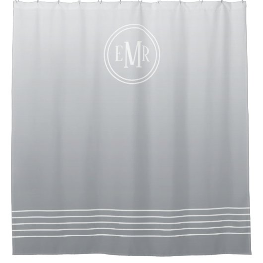 Grijs Ombre monogram douchegordijn (Voorkant)