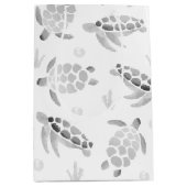 Grijs Ombre Waterverf Zee Turtle Print Medium Cadeauzakje (Voorkant)