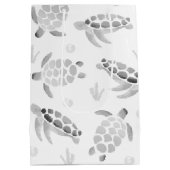 Grijs Ombre Waterverf Zee Turtle Print Medium Cadeauzakje (Achterkant)