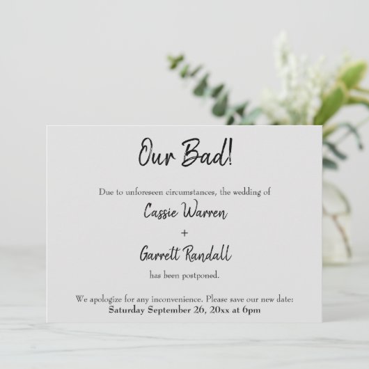 Grijs "Ons Slecht!" Uitgestelde aankondiging huwel (Staand voorkant)